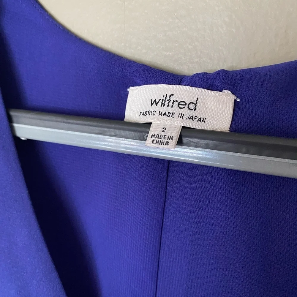 WILFRED X ARITZIA Blue 100% Silk Fit & Flare Skater Mini Dress Size 2